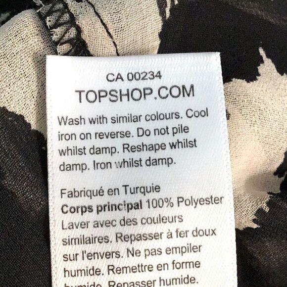 TopShop Tan Black Animal Print Semi Sheer Long Sleeve Button Up Tunic Blouse - Picture 16 of 16